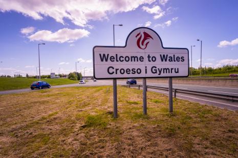 A494 Welcome to Wales Road Sign