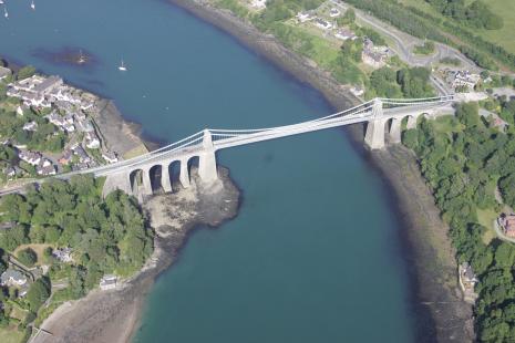 Aerial view of Menai Suspension Bridge A5