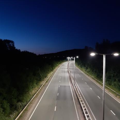 Street view picture of the trunk road at night time 