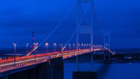 m48 severn bridge at night time