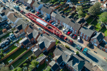 aerial view abnormal load on road